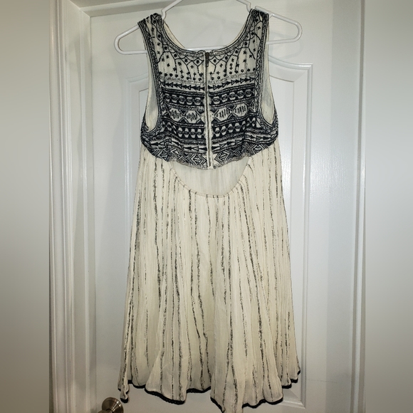Free People Aztec Bib Dress in Ivory Beaded Embroidered - Picture 4 of 7